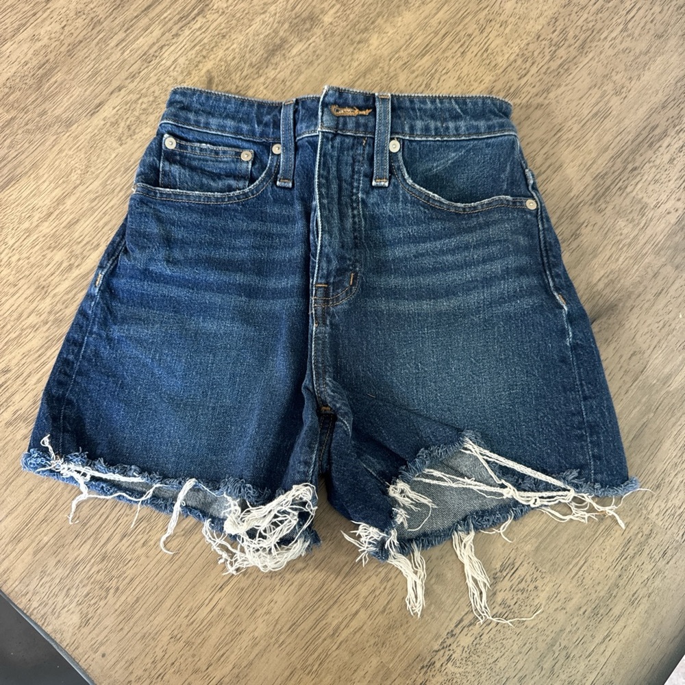 Madewell Dark Blue Distressed Denim Cutoff Shorts